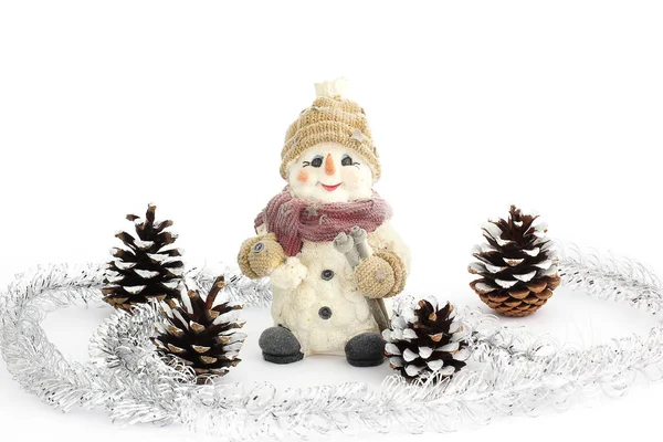 Composición Navideña Ambiente Festivo Hombre Nieve — Foto de Stock
