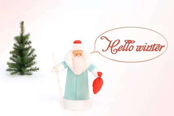 Santa Claus Padre Frost Árbol Navidad Nieve — Foto de Stock