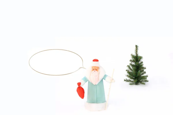 Santa Claus Vadertje Vorst Kerstboom Sneeuw — Stockfoto