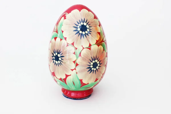 Wooden Egg White Background — Stock Photo, Image