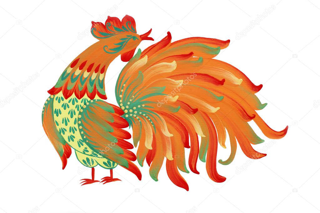 Red Golden Rooster. Background