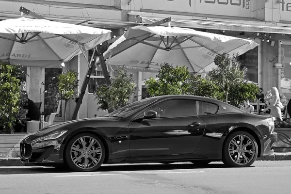 Kiev Ukraine November 2017 Maserati Granturismo Black White Photo Colored — Stock Photo, Image