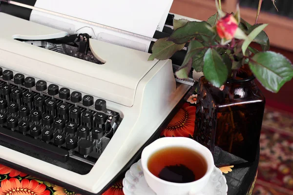 Typewriter Tea Candle Old Things — Stock Photo, Image