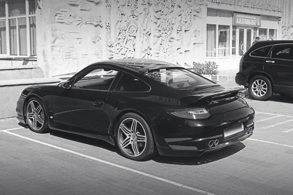 Kiev Ucrânia Junho 2017 Foto Preto Branco Porsche 911 Turbo — Fotografia de Stock