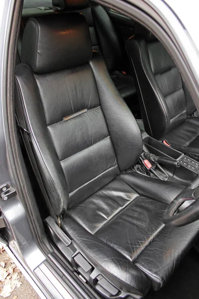 Black Leather Car Seats — Stock Photo, Image