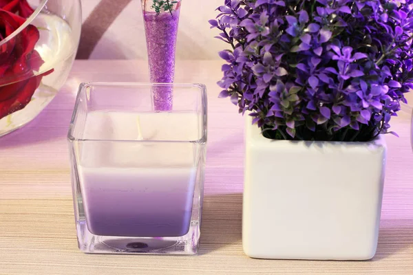 Décorations Dans Maison Pots Fleurs Vases Bougies — Photo
