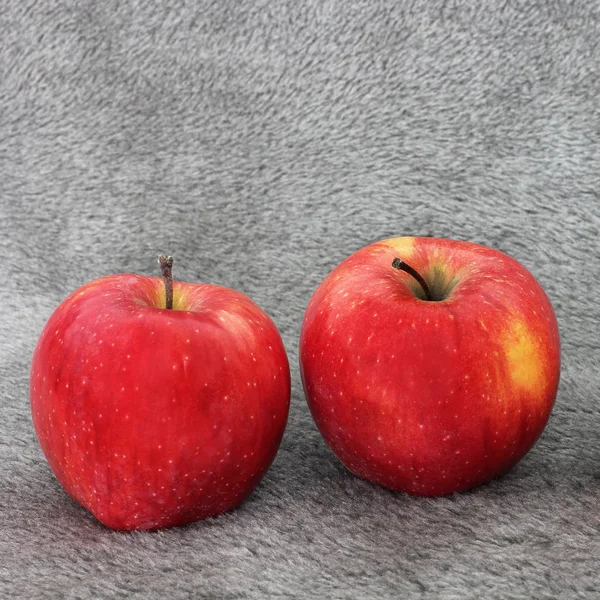 Äpplen Grå Bakgrund — Stockfoto