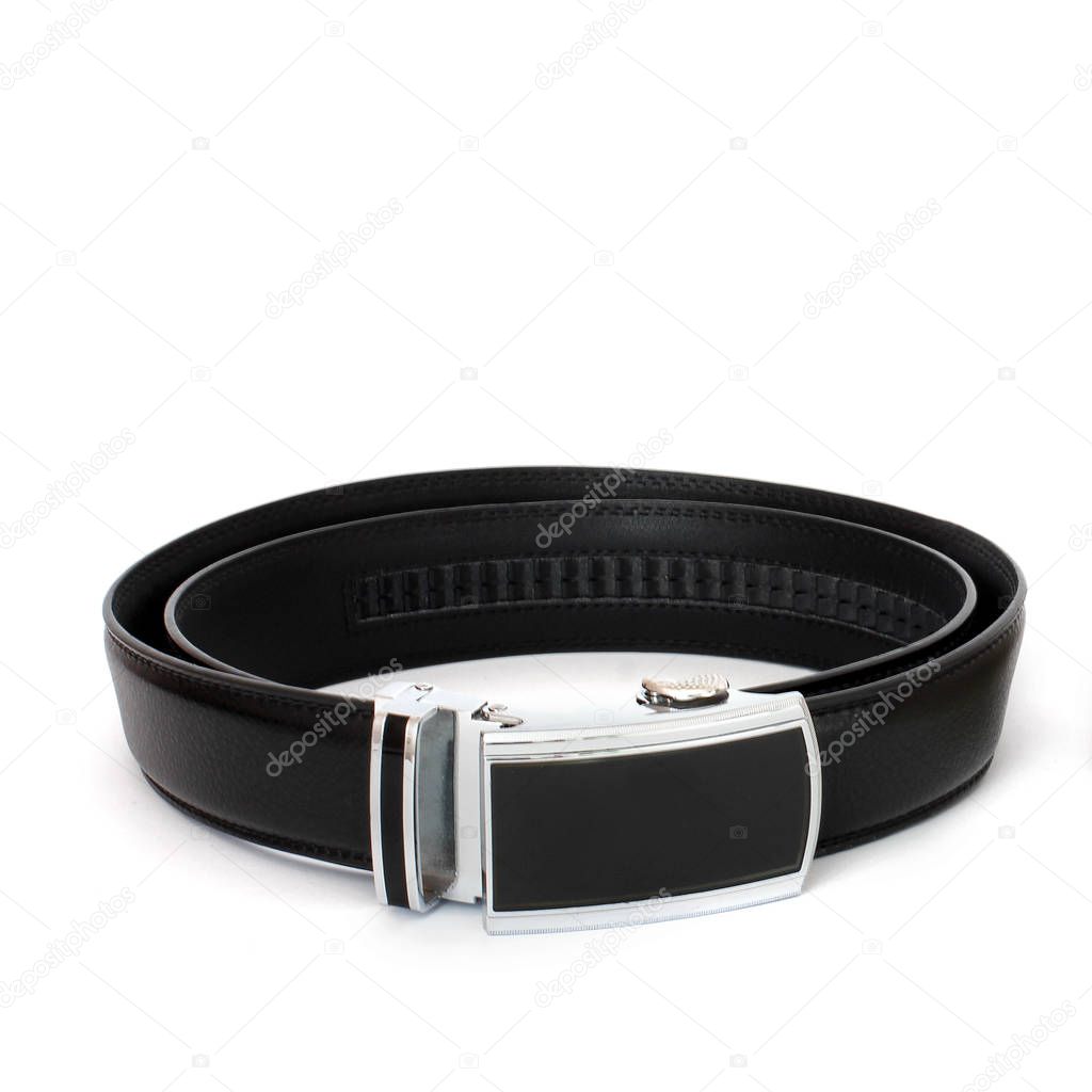 Leather belt on a white background