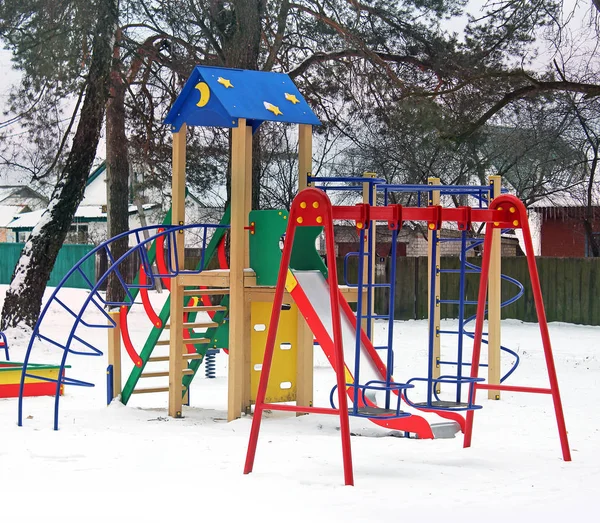Children Swing Vintern Lekplats — Stockfoto