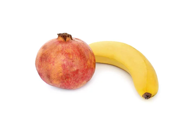 Granatapfel Und Birne Auf Weißem Hintergrund Früchte — Stockfoto