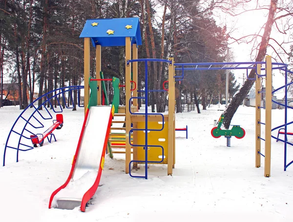 Children Swing Winter Playground Stock Picture