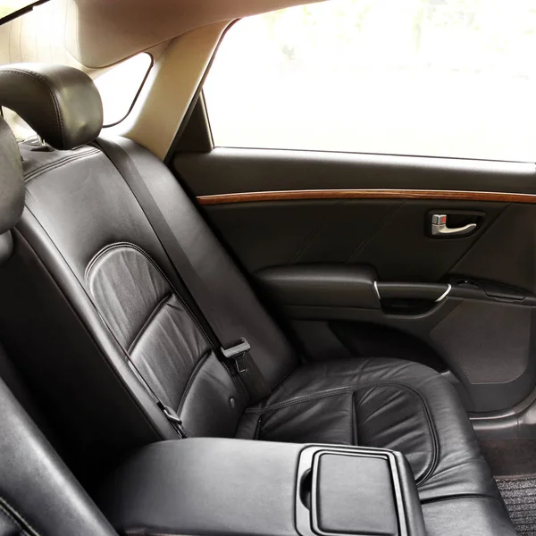 Black Leather Car Interior — Stock Photo, Image