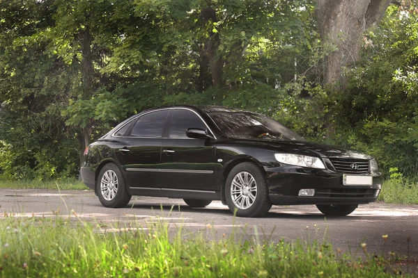 Kiev Ucrania Agosto 2018 Hermoso Coche Hyundai Negro Fondo Hermoso — Foto de Stock