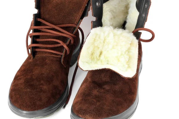 Stivali Invernali Sfondo Bianco — Foto Stock
