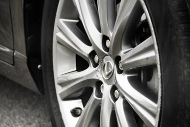Kiev, Ukraine - November 5, 2018: Lexus car wheels. Car wheels in corrosion clipart