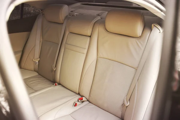 Car interior. Rear leather seats