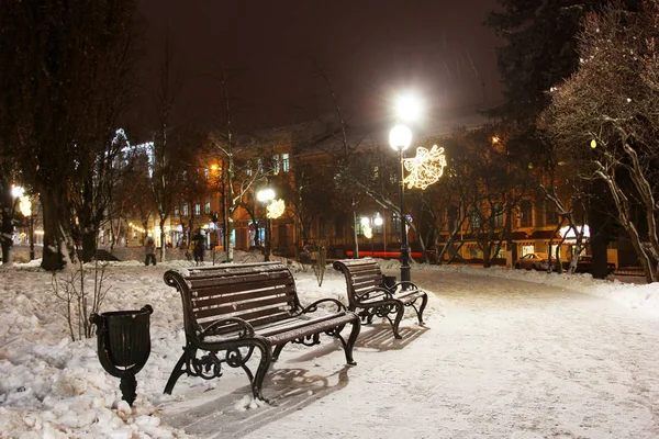 Kış parkındaki banklar