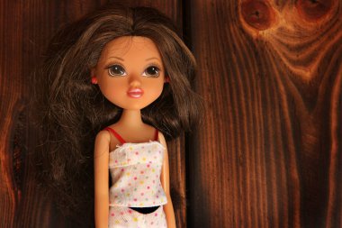 Kiev, Ukrayna - 27 Şubat 2019: Barbie bebek yakın çekim. Brunett