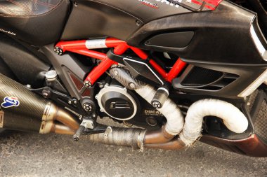 Kiev, Ukrayna - 3 Mayıs 2019: Bir Ducati motosiklet parçası 