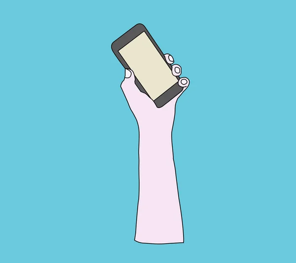 Hand and phone. Illustration. Hand with phone up