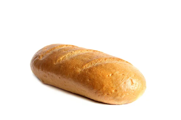 白い背景に長いローフ 白酵母パン ベーカリー製品 — ストック写真