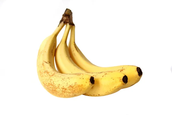 白い背景にバナナの束 黄色い熱帯果実 熟したバナナ — ストック写真