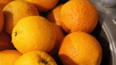 Portakallar yakın plan. Soyut video turuncusu. Meyveler