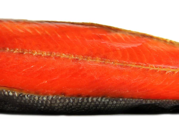 Pezzo Pesce Rosso Sfondo Bianco Pesce Rosso Crudo Frutta Mare — Foto Stock