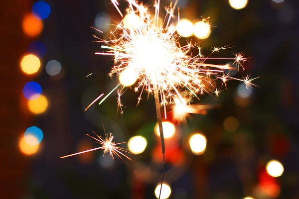 stock image Celebration. Lights. Sparks. Christmas background. Christmas lights close up. 