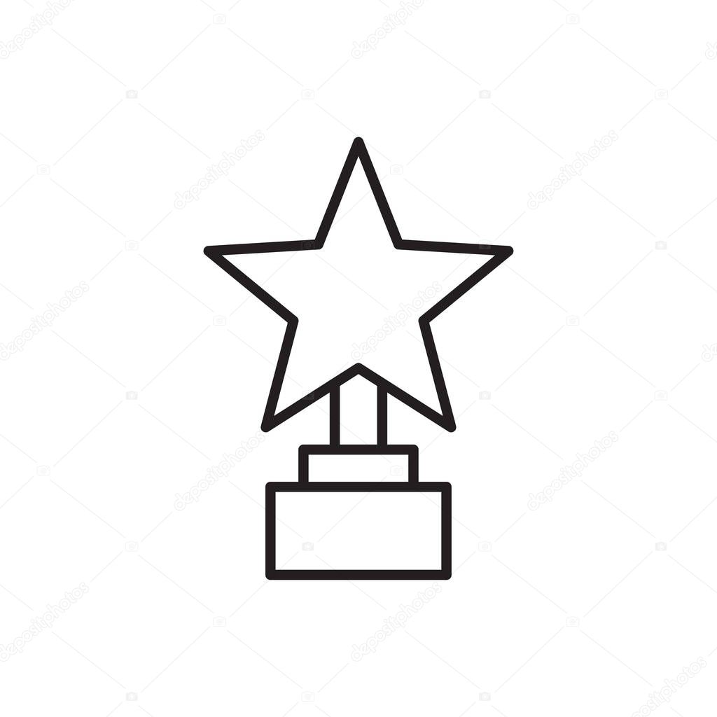 Line icon of award trophy. Winner cup with star.