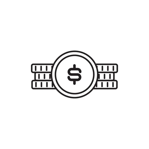 Simple Line Icon Coin Dollar Sign — Stock Vector