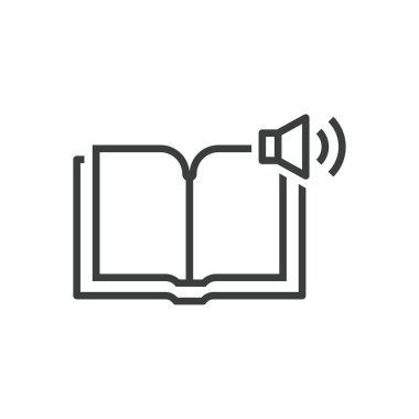 Kitap online eğitim simgesi. e-öğrenme e-kitap veya sesli kitap 
