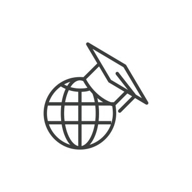 Dünya ile online eğitim satırı simgesi