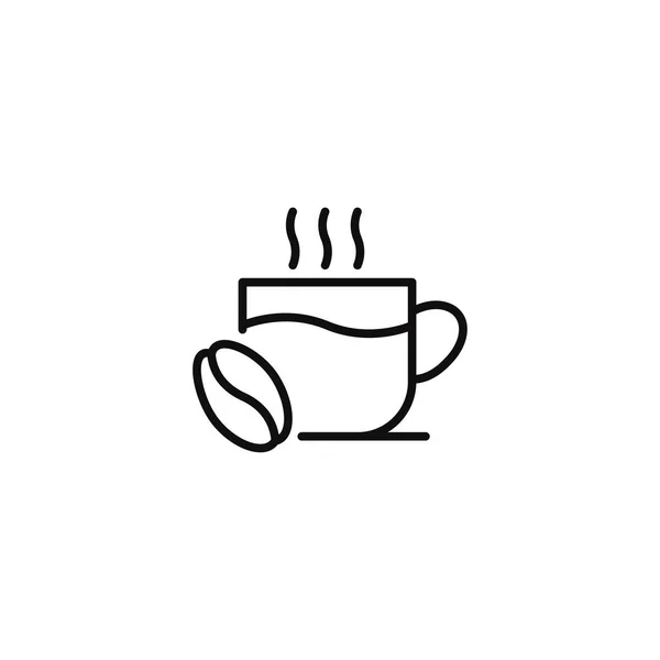 Beker Met Koffieboon Lineaire Pictogram — Stockvector