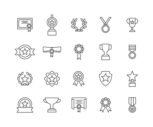 Conjunto Simples de Prémios Related Vector Line Icons. Contém ícones como Medalha, estrela, premiado e muito mais . —  Vetores de Stock