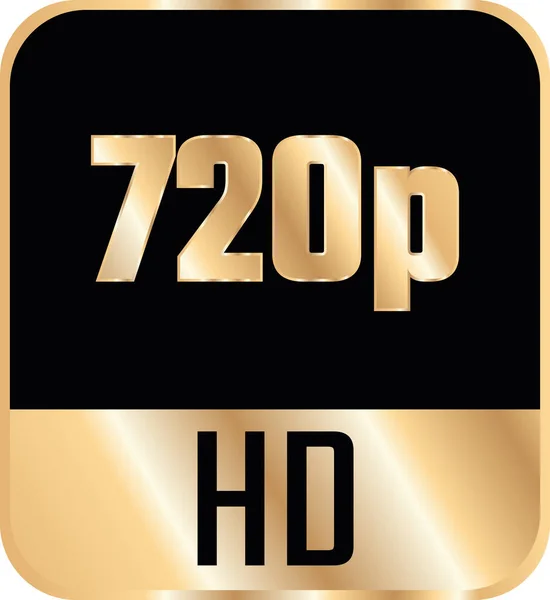 Золотая Метка 720P Изолирована Белом Фоне Логотип Высоким Разрешением Экран — стоковый вектор