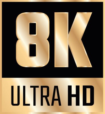 8k Ultra Hd simgesi. Yüksek çözünürlüklü monitör çözünürlük standardının 8K UHD TV sembolü