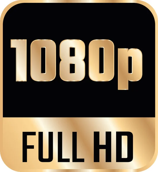 Altın 1080P Full Etiketi Beyaz Arkaplanda Izole Edildi Yüksek Çözünürlüklü — Stok Vektör