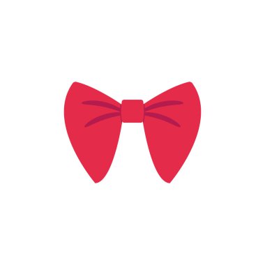 Kırmızı vektör yayı. Kırmızı karikatür vektörü kırmızı etiket ile kurdele saten papyonlar xmas hediyeleri, mevcut kartlar ve beyaz arkaplanda izole edilmiş lüks paket