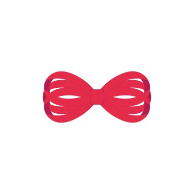 Kırmızı vektör yayı. Kırmızı karikatür vektörü kırmızı etiket ile kurdele saten papyonlar xmas hediyeleri, mevcut kartlar ve beyaz arkaplanda izole edilmiş lüks paket