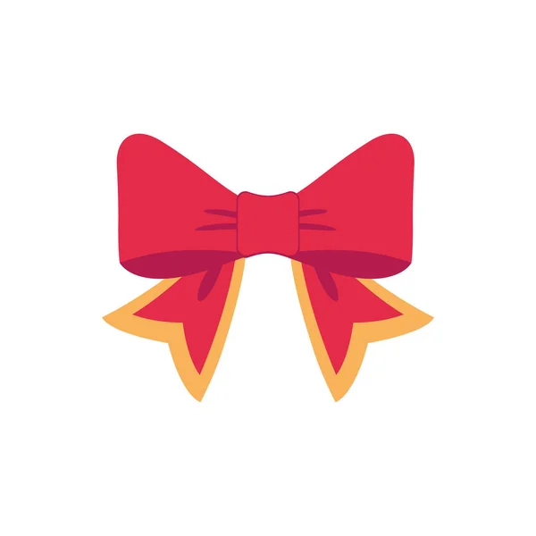 赤いベクトル弓 漫画ベクトルレッドラベル付きリボンサテン弓用クリスマスギフト 現在のカードと豪華なラップパック白の背景に隔離 — ストックベクタ