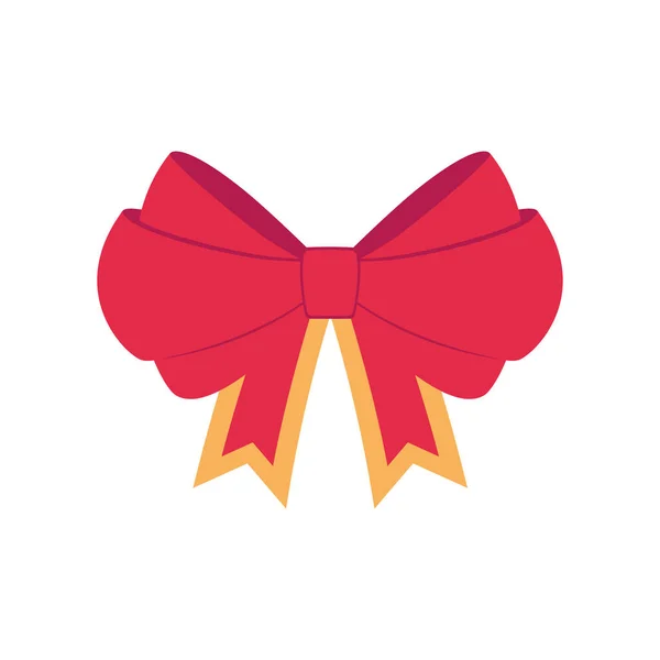 赤いベクトル弓 漫画ベクトルレッドラベル付きリボンサテン弓用クリスマスギフト 現在のカードと豪華なラップパック白の背景に隔離 — ストックベクタ