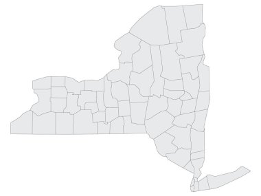 Gri Düz Seçim Bölgeleri ABD Federal Eyaleti New York Haritası