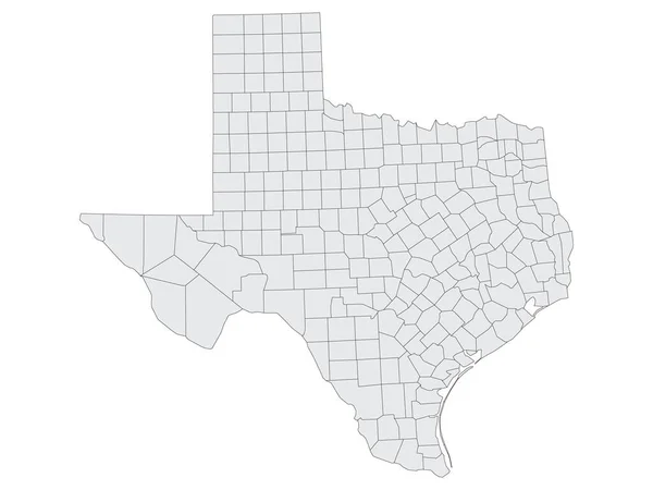 Grey Flat Election Counties Χάρτης Της Ομοσπονδιακής Πολιτείας Του Τέξας — Διανυσματικό Αρχείο