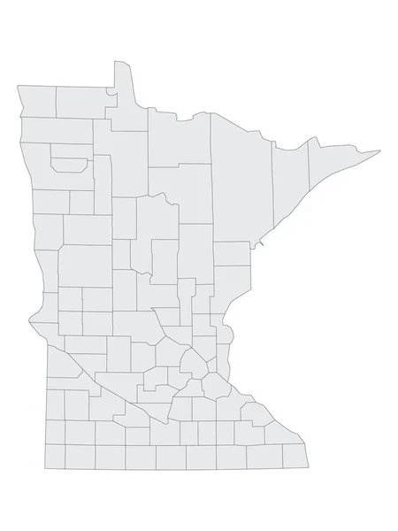 Mapa Los Condados Electorales Planas Grises Del Estado Federal Minnesota — Vector de stock