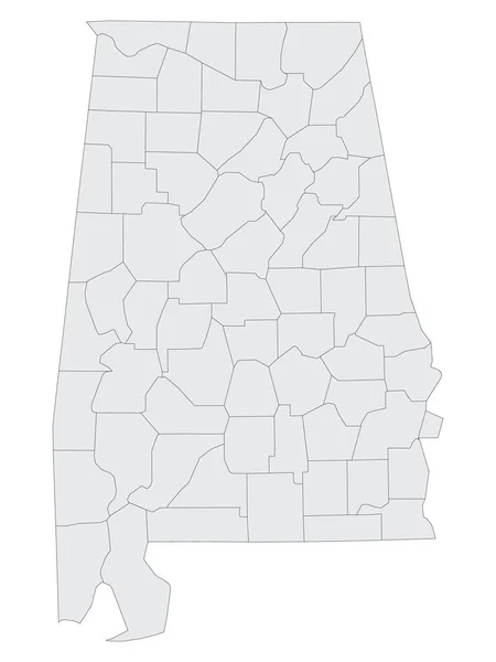 Karte Der Grauen Flachen Wahlkreise Des Bundesstaates Alabama — Stockvektor