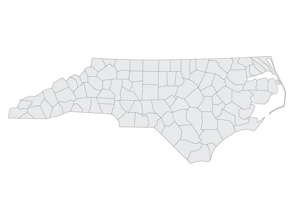 Grey Flat Election Counties Mappa Dello Stato Federale Della Carolina — Vettoriale Stock