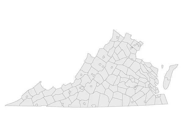 Grey Flat Election Counties Map Usa Federal State Virginia — 스톡 벡터