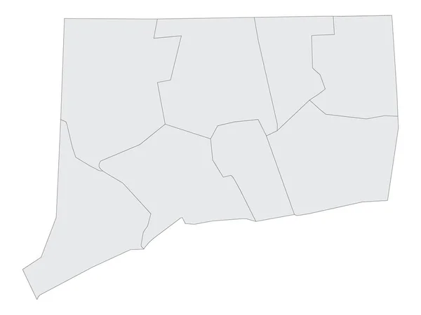 联邦康涅狄格州灰度平选举县地图 — 图库矢量图片