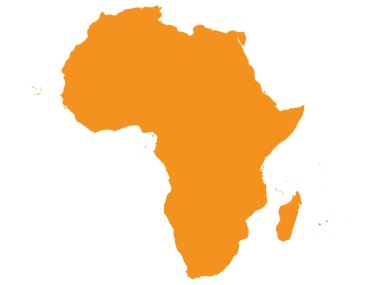 Düz Turuncu Afrika Haritası Ulusal Sınır Tanımayan Beyaz Arkaplan